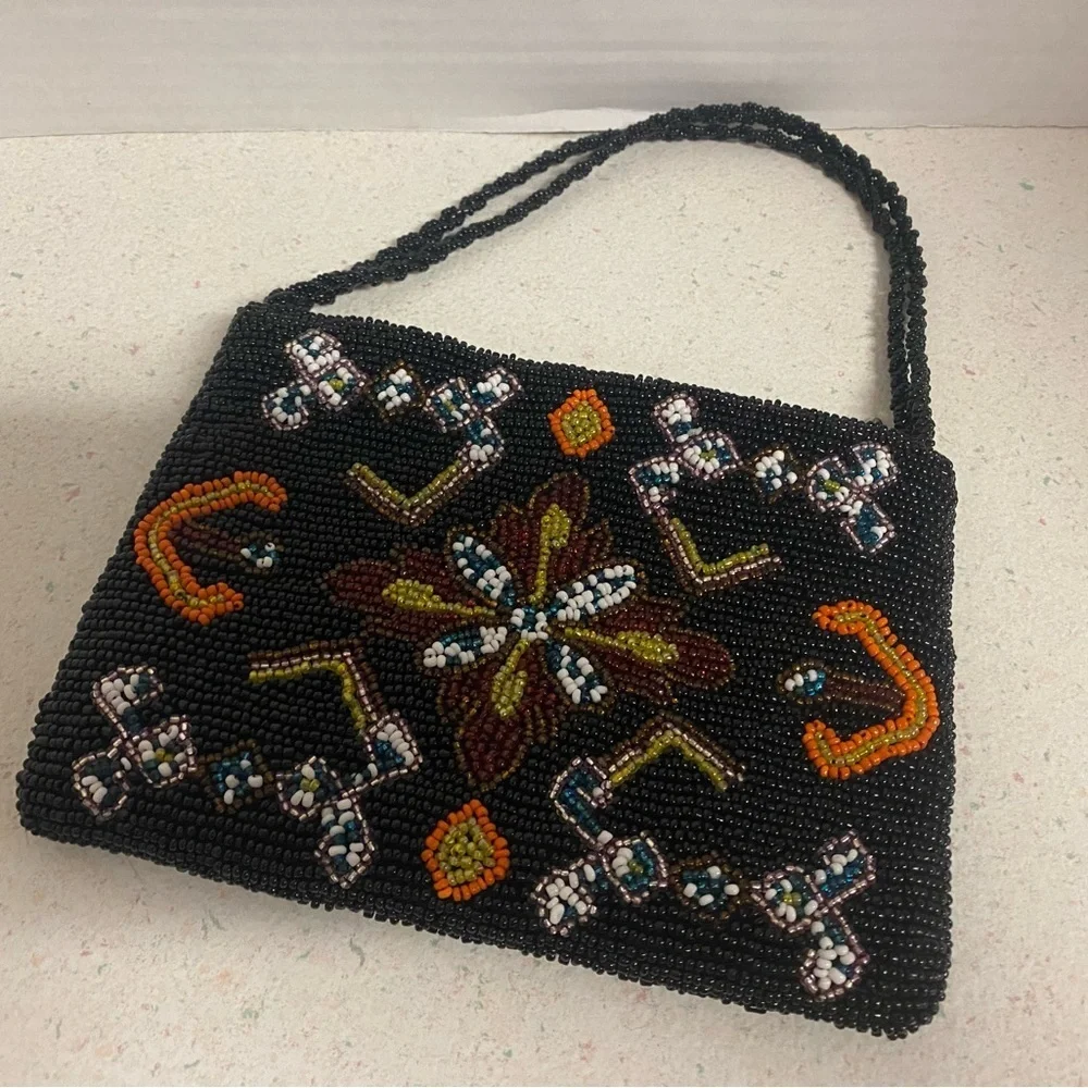 VTG Christina Black Beaded Southwestern Small Bag